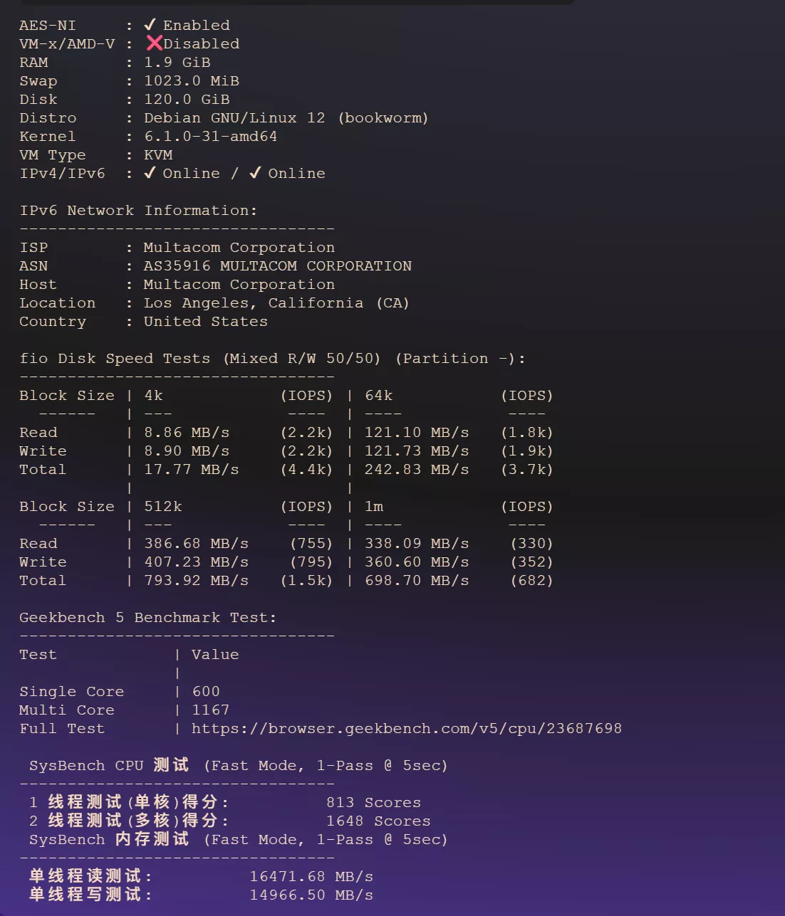 Cloudcone CC LAX DC02 2C2G120GB 3T/m $14.99刀每年测评 Cloudcone CC LAX DC02 2C2G120GB 3T/m $14.99刀每年测评