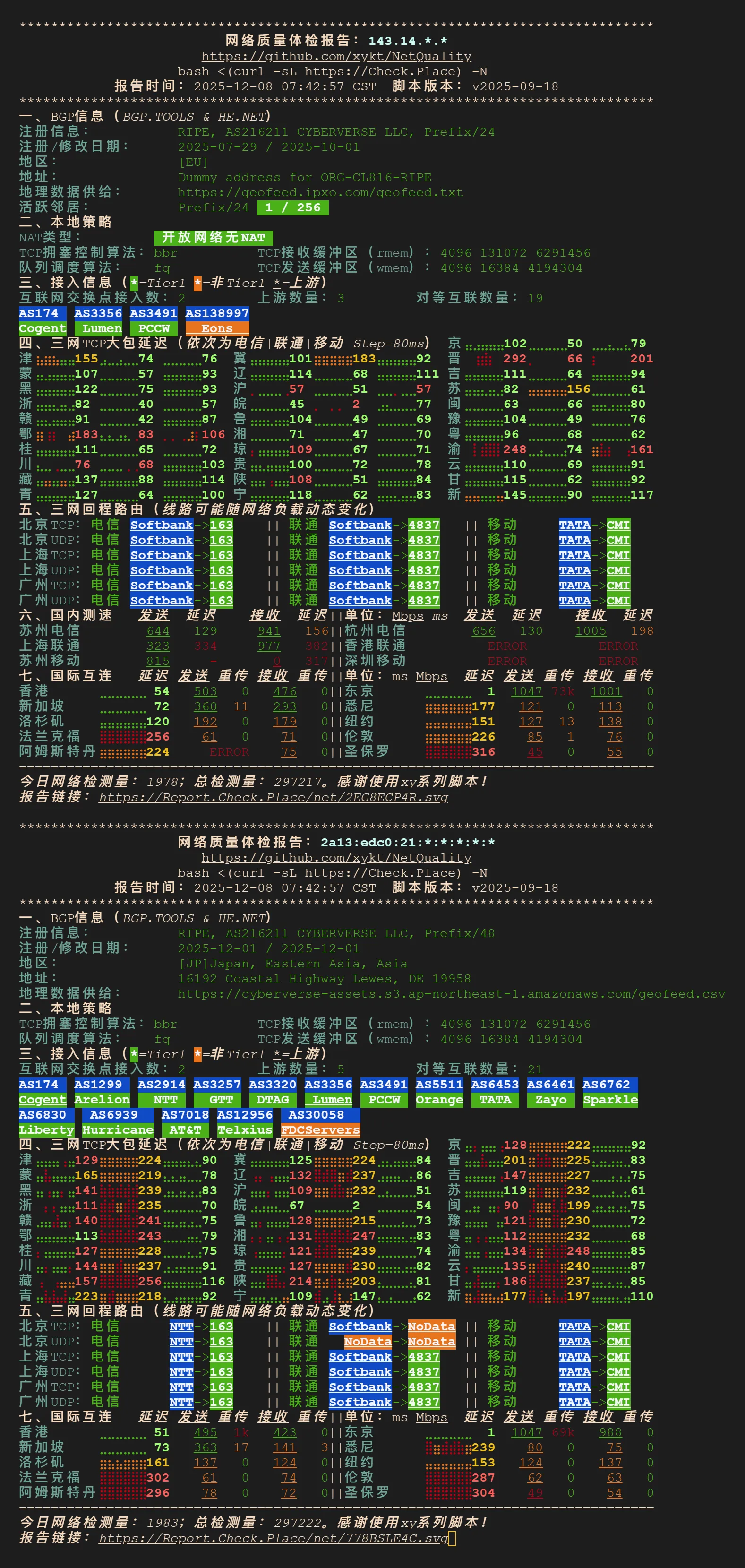 [nodequality测试]Acck.io 日本Softbank线路￥9.99/月测评