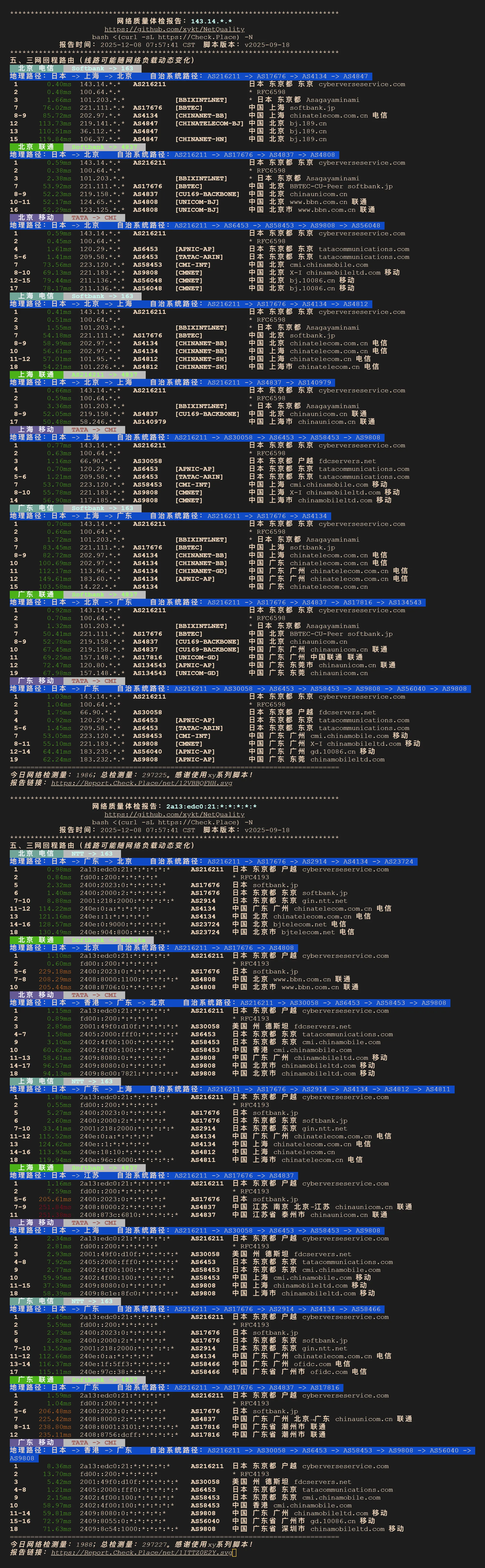 [nodequality测试]Acck.io 日本Softbank线路￥9.99/月测评